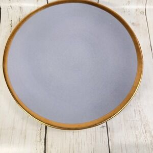Crate‎ & Barrel Salad Luncheon Plate Addison Gray Gold Rim Boho Glam Casual